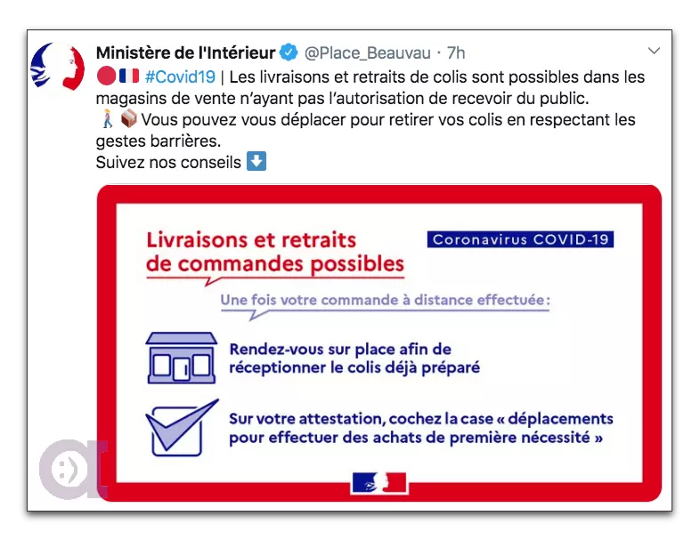 Tweet du Ministère de l'Intérieur