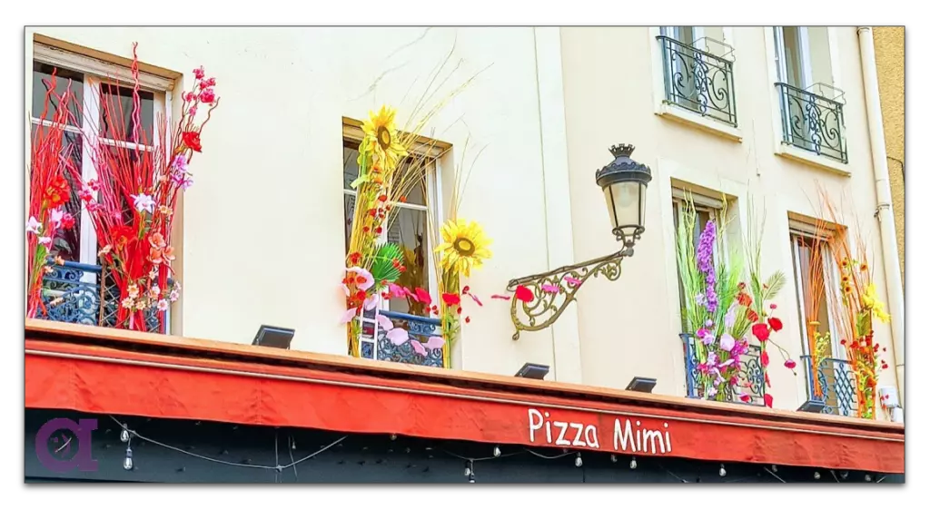 Fleurs au dessus de Pizza Mimi