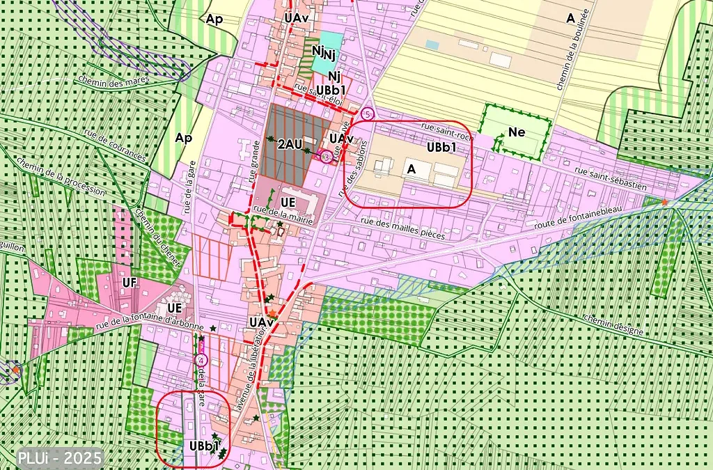 Zones UBb1 a Arbonne-la-Foret