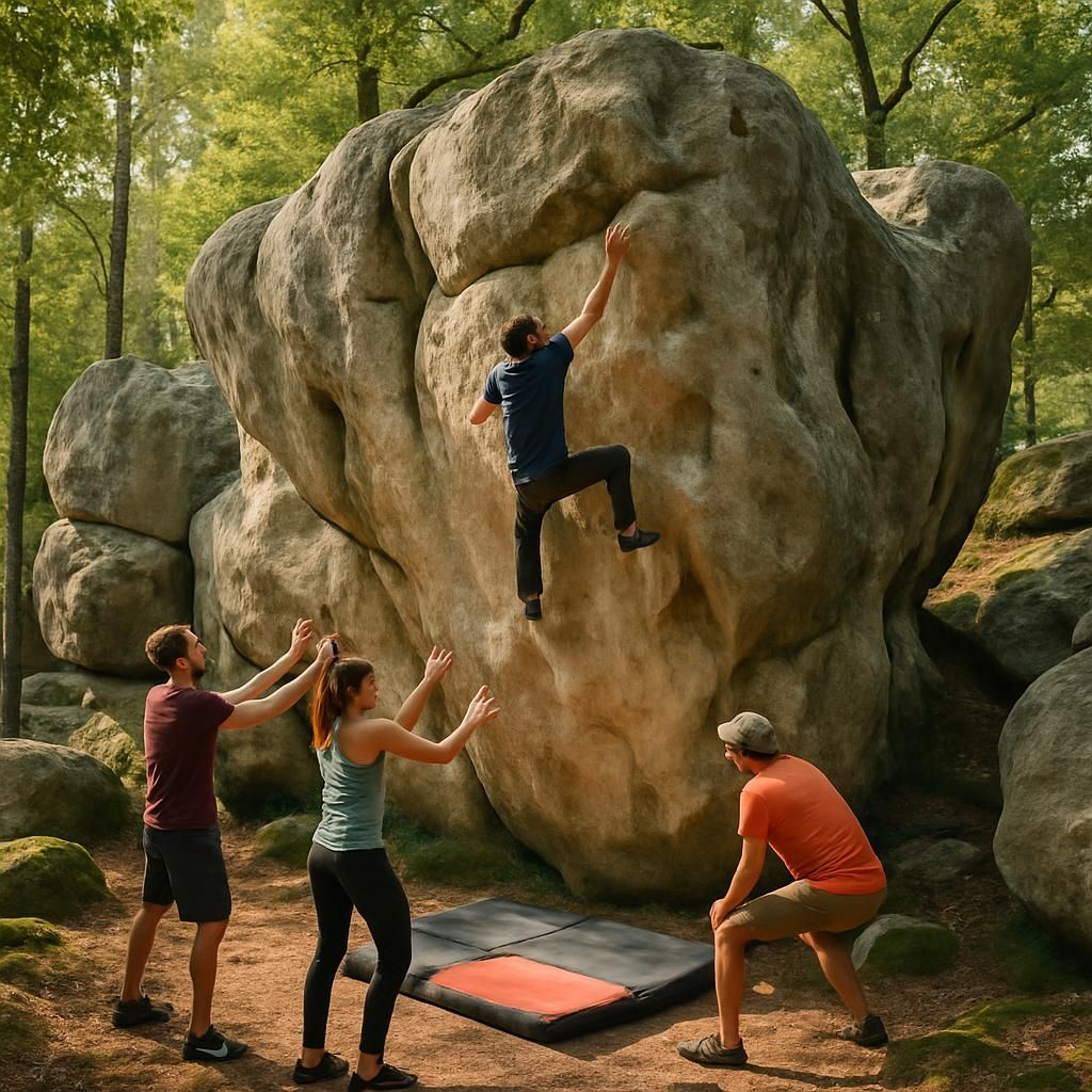 découvrez essentiel fontainebleau, le guide complet du bloc en pays de pierre, pour tous les passionnés d'escalade et d'aventure en nature.