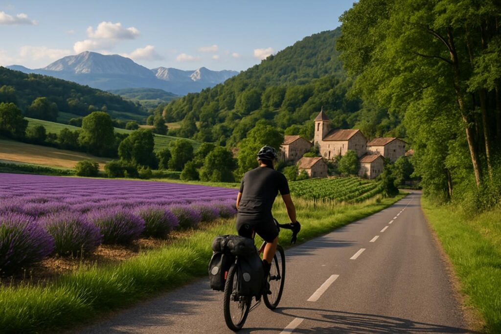 partez à l'aventure à vélo sur une piste cyclable méconnue de 1 700 km traversant toute la france. découvrez des paysages variés, des villages charmants et une expérience unique à travers le pays.