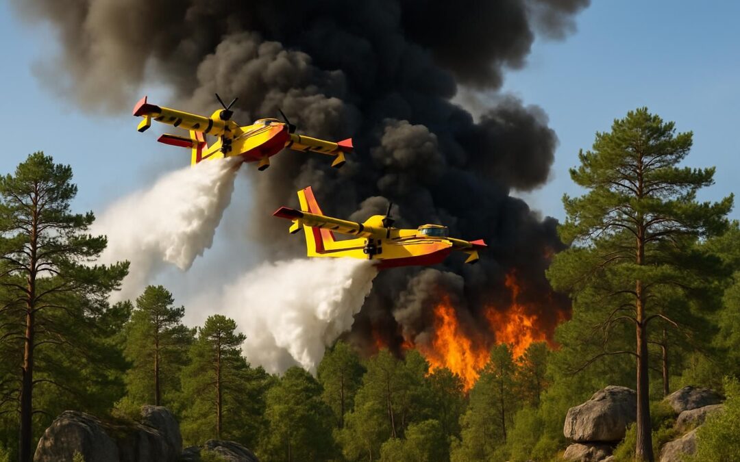 incendie majeur à fontainebleau : deux canadair déployés pour renforcer les secours et maîtriser un feu de grande ampleur.