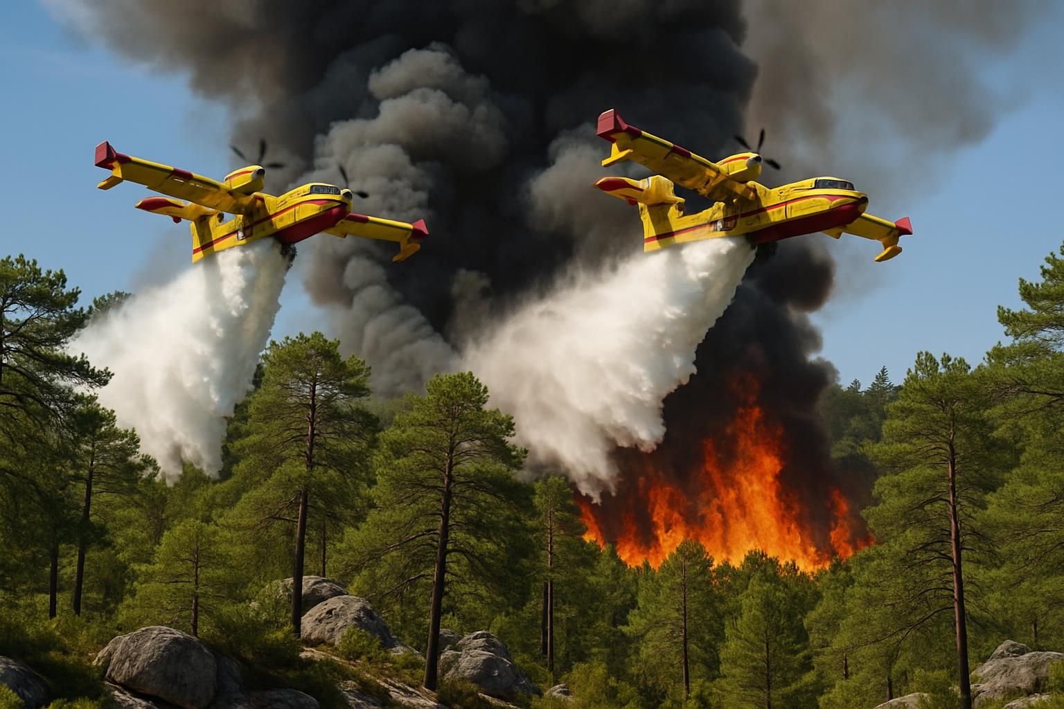 un feu majeur éclate à fontainebleau, mobilisant deux canadair en renfort pour maîtriser un incendie d'envergure et protéger la région.