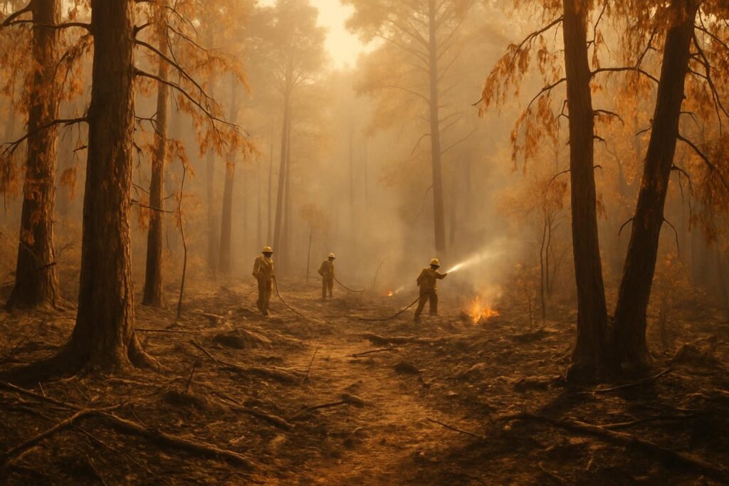 incendie à fontainebleau : la forêt demeure fermée en raison des risques persistants de reprise du feu et de la canicule, assurant la sécurité des visiteurs.