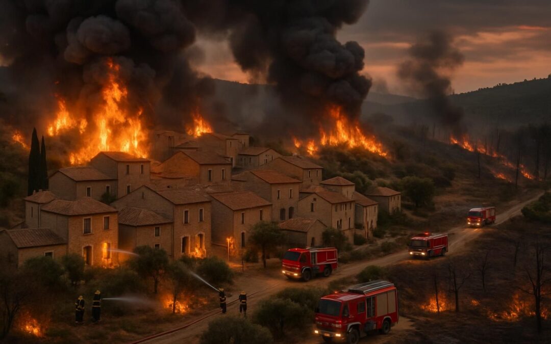 un violent incendie dévaste un village du var, avec des centaines d'hectares brûlés et des dizaines d'interventions en cours pour maîtriser le feu et protéger les habitants.