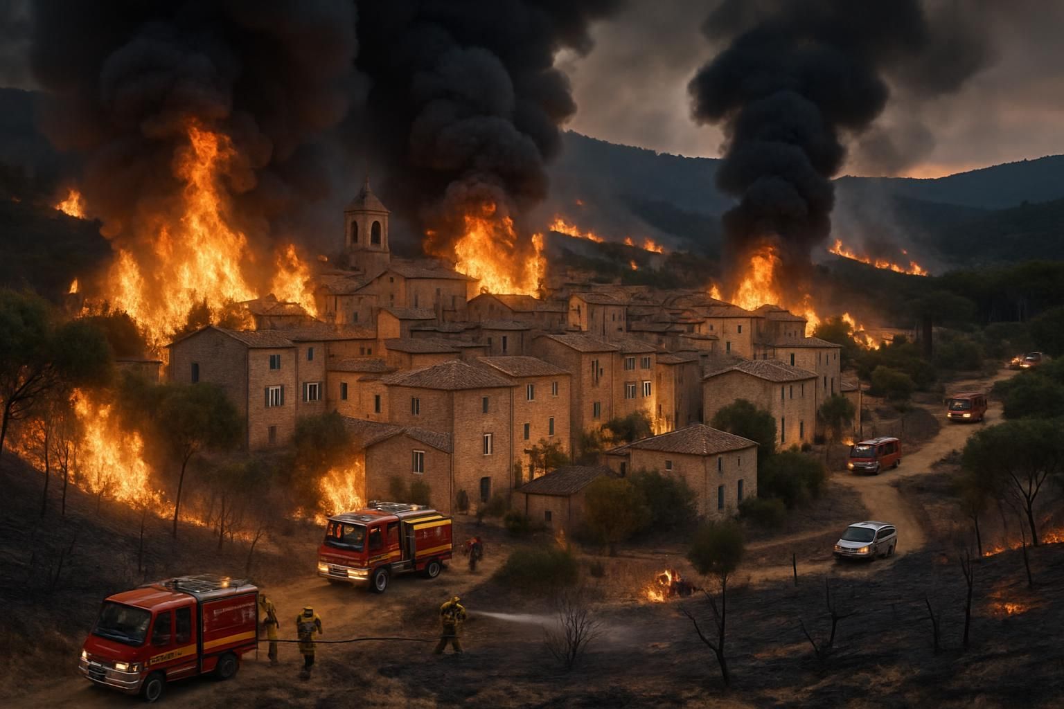 un violent incendie dévaste un village du var, avec des centaines d'hectares brûlés et de nombreuses interventions en cours pour maîtriser le feu et protéger les habitants.