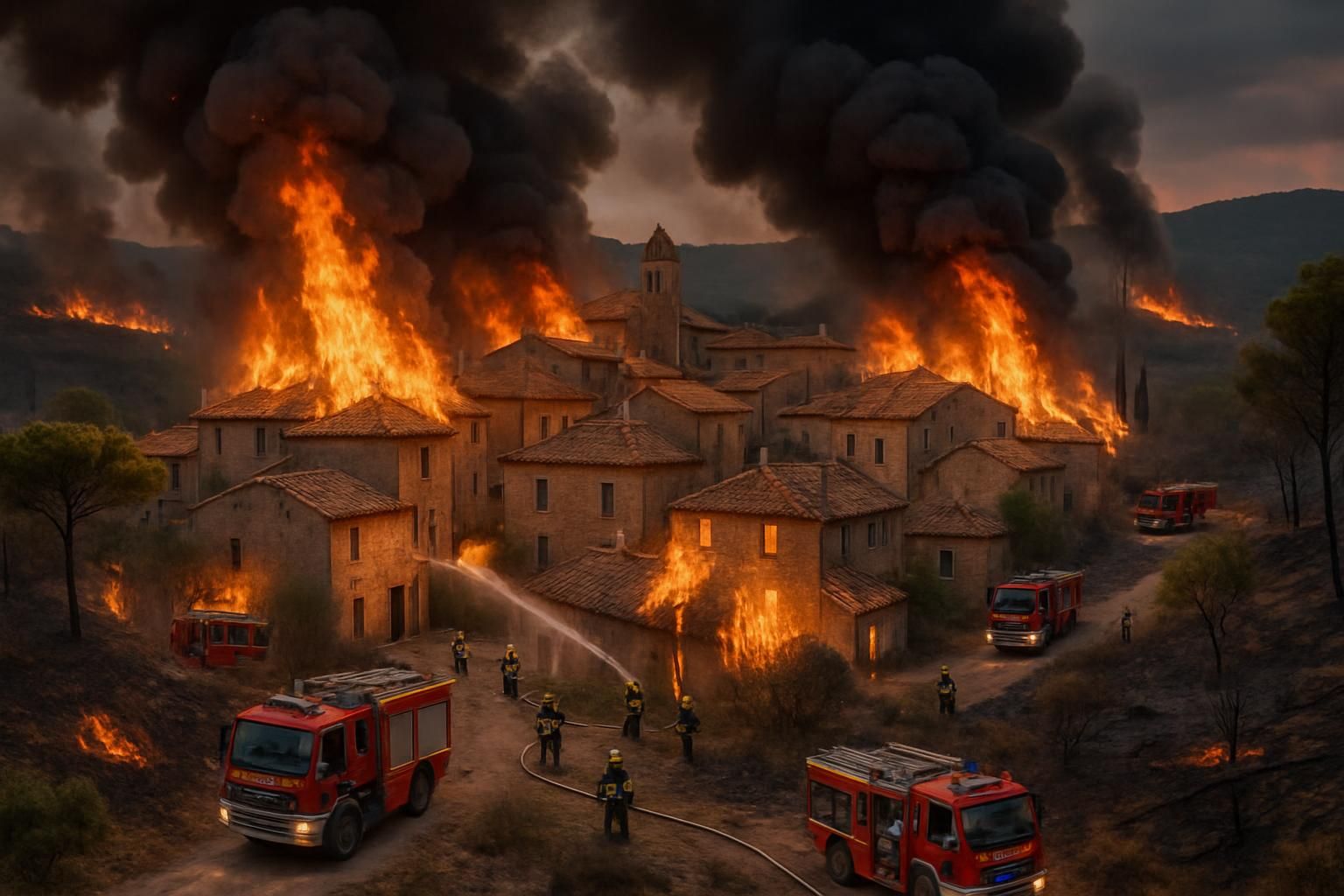 un violent incendie dévastateur touche un village du var, avec des centaines d'hectares en flammes et des dizaines d'interventions des secours toujours en cours pour maîtriser le sinistre.