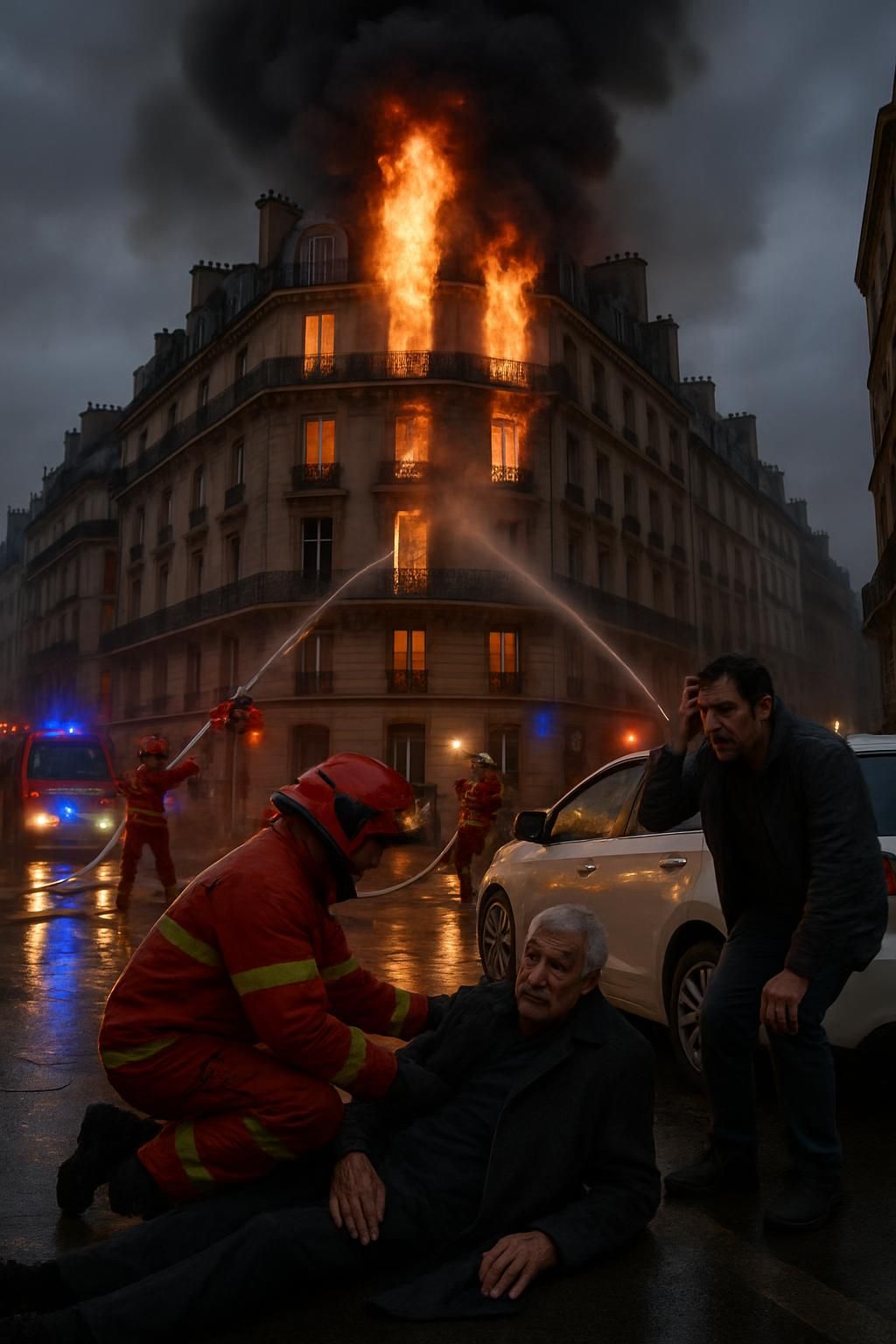 île-de-france : un incendie spectaculaire ravage un immeuble parisien tandis qu'un septuagénaire est grièvement blessé après avoir été heurté par une voiture. suivez les dernières informations sur ces incidents.