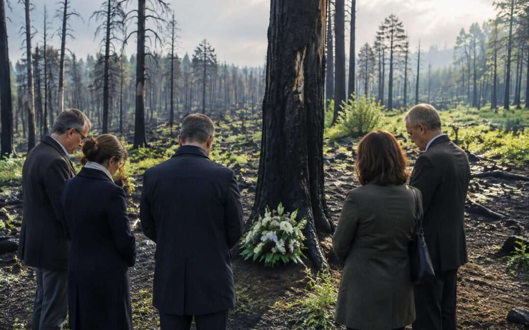 après les incendies qui ont ravagé la forêt, les élus d’avon se rassemblent pour rendre hommage aux victimes et témoigner leur solidarité.